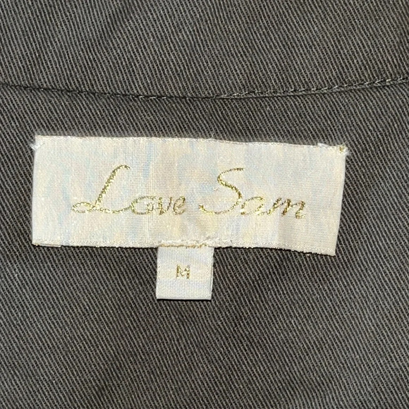 LOVE SAM Olive Green snap front jacket drawstring waist 100% cotton size medium - Picture 8 of 14
